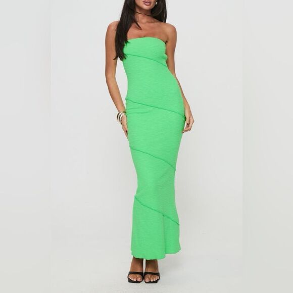 Princess Polly Oscar midi Strapless Knit Dress Green size 0 nwt - Picture 1 of 7
